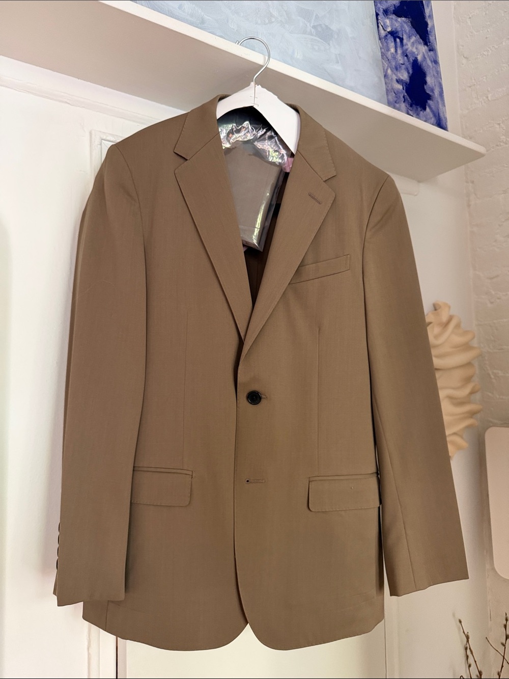 Lanvin Tan Single-Breasted Light Wool Suit
